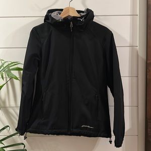 Eddie Bauer Black SOFT SHELL HOODED Jacket SIZE XS